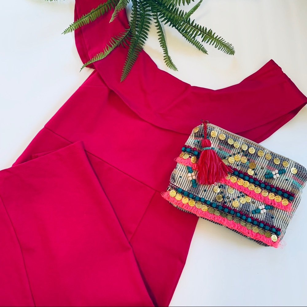 Off-The-Shoulder Fuchsia Bodycon